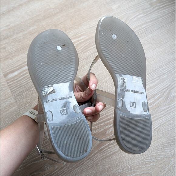 Stuart Weitzman Sandals Buckle Jelly Millie Gray Clear Flats Thong, size 8 - Picture 4 of 4